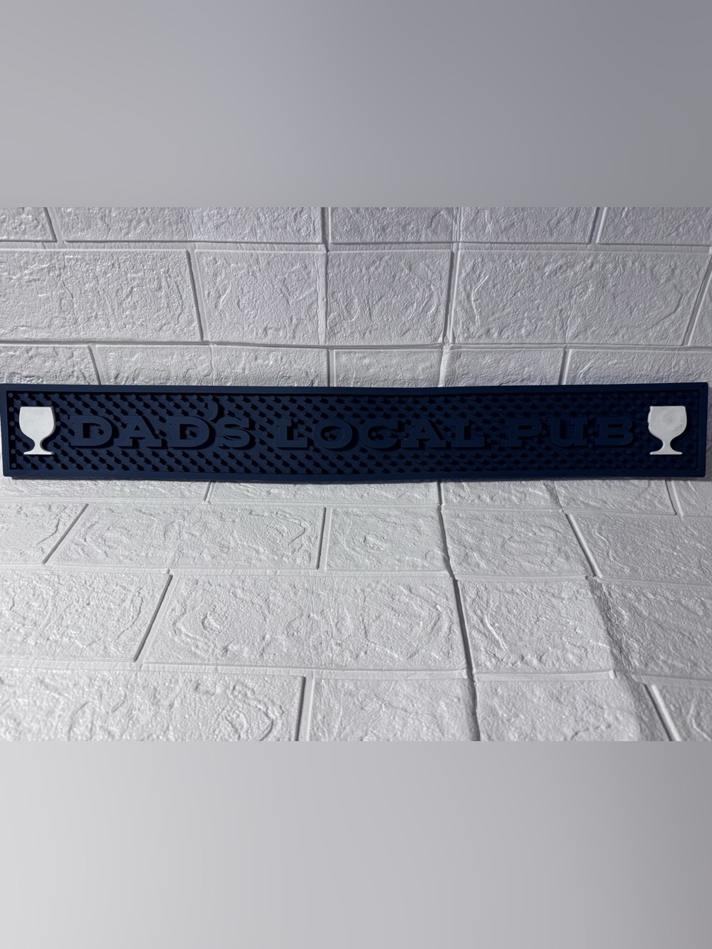 RUBBER BAR BEER MAT DRIP RAIL RUNNER 24”x3” DADS LOCAL PUB Blue